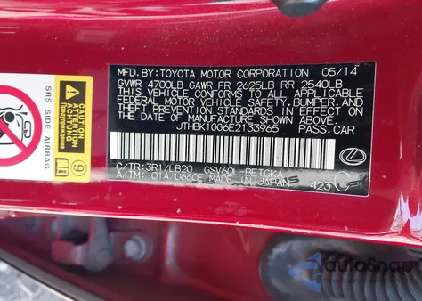 2014 Lexus Es 350 z USA, uszkodzony, nr VIN JTHBK1GG6E2133965